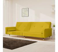 vidaXL Sofá cama de 2 plazas con dos almohadas terciopelo amarillo