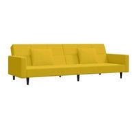 vidaXL Sofá cama de 2 plazas terciopelo amarillo con dos almohadas