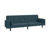 vidaXL Sofá cama 2 plazas terciopelo azul con 2 almohadas