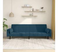 Vidaxl sofá cama de 2 plazas con dos almohadas terciopelo azul