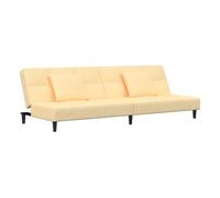 vidaXL Sofá cama 2 plazas con 2 almohadas, terciopelo color crema