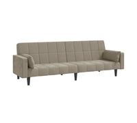 vidaXL Sofá cama de 2 plazas con dos almohadas terciopelo gris claro