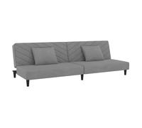 vidaXL Sofá cama de 2 plazas Terciopelo gris claro con 2 almohadas