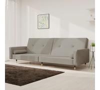 vidaXL Sofá cama de 2 plazas con dos almohadas terciopelo gris claro