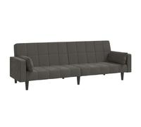 Vidaxl sofá cama de 2 plazas con dos almohadas terciopelo gris oscuro