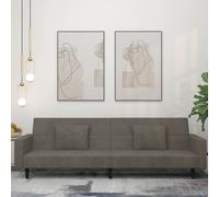 vidaXL Sofá cama de 2 plazas con dos almohadas terciopelo gris oscuro