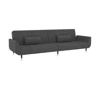 Vidaxl sofá cama de 2 plazas con dos almohadas terciopelo gris oscuro