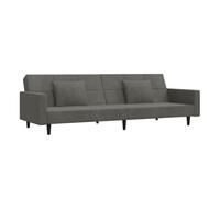 vidaXL Sofá cama 2 plazas terciopelo gris oscuro con dos almohadas