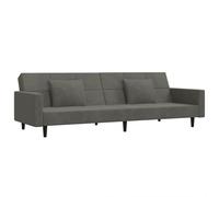 vidaXL Sofá cama de 2 plazas con dos almohadas terciopelo gris oscuro