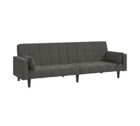 vidaXL Sofá cama 2 plazas terciopelo gris oscuro con dos almohadas