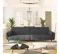 vidaXL Sofá cama de 2 plazas con dos almohadas terciopelo gris oscuro