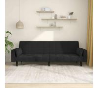 vidaXL Sofá cama de 2 plazas con dos almohadas terciopelo negro