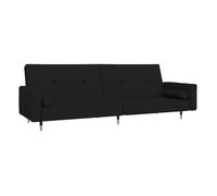 vidaXL Sofá cama de 2 plazas con 2 almohadas, terciopelo negro