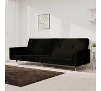 vidaXL Sofá cama de 2 plazas con dos almohadas terciopelo negro