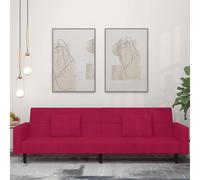vidaXL Sofá cama de 2 plazas con dos almohadas terciopelo rojo tinto