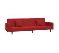 vidaXL Sofá cama de 2 plazas con dos almohadas, tapizado en terciopelo rojo tinto
