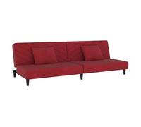 Vidaxl sofá cama de 2 plazas con dos almohadas terciopelo rojo tinto