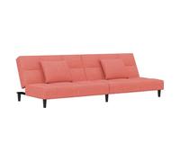 Vidaxl sofá cama de 2 plazas con dos almohadas terciopelo rosa