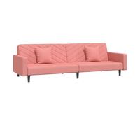 Vidaxl sofá cama de 2 plazas con dos almohadas terciopelo rosa