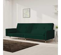 vidaXL Sofá cama de 2 plazas con dos almohadas terciopelo verde oscuro