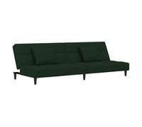 vidaXL Sofá cama de 2 plazas con dos almohadas terciopelo verde oscuro