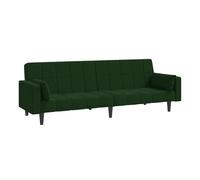vidaXL Sofá cama 2 plazas terciopelo verde oscuro con 2 almohadas