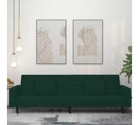 vidaXL Sofá cama de 2 plazas con dos almohadas terciopelo verde oscuro
