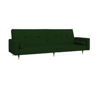 vidaXL Sofá cama de 2 plazas con dos almohadas terciopelo verde oscuro
