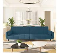Vidaxl sofá cama de 2 plazas con dos cojines terciopelo azul