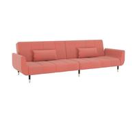Vidaxl sofá cama de 2 plazas con dos cojines terciopelo rosa