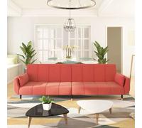 vidaXL Sofá cama de 2 plazas con dos cojines terciopelo rosa
