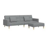 vidaXL Sofá Cama de 2 plazas con Taburete Tela Gris Claro, sofá Cama con reposapiés, sofá Cama Plegable, sofá Cama de 2 plazas, sofá Cama de día