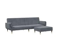Vidaxl sofá cama de 2 plazas con taburete terciopelo gris oscuro