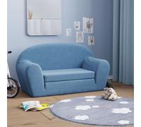 vidaXL Sofá cama de niños 2 plazas felpa suave azul