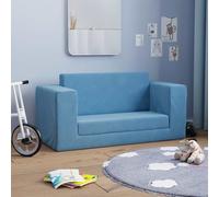 vidaXL Sofá cama de niños 2 plazas felpa suave azul