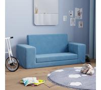 vidaXL Sofá Cama de niños 2 plazas Felpa Suave Azul