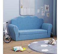 vidaXL Sofá cama de niños 2 plazas felpa suave azul