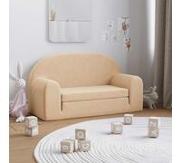 vidaXL Sofá cama de niños 2 plazas felpa suave crema