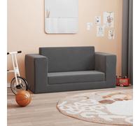 vidaXL Sofá cama de niños 2 plazas felpa suave gris antracita