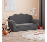 vidaXL Sofá cama de niños 2 plazas felpa suave gris antracita