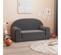 vidaXL Sofá cama de niños 2 plazas felpa suave gris antracita