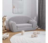 vidaXL Sofá cama de niños 2 plazas felpa suave gris claro