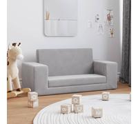 vidaXL Sofá cama infantil 2 plazas, mini sofá con reposabrazos, felpa gris claro