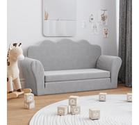 vidaXL Sofá Cama de Niños 2 Plazas, Sillón con Reposabrazos, Mini Sofá Infantil, Sofá Cama para Dormitorio Sala de Juegos, Felpa Suave Gris Claro