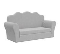 vidaXL Sofá cama de niños 2 plazas, con reposabrazos, felpa suave gris claro