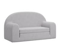 vidaXL Sofá Cama de Niños 2 Plazas, Sillón con Reposabrazos, Mini Sofá Infantil, Sofá Cama para Dormitorio Sala de Juegos, Felpa Suave Gris Claro