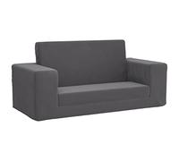 vidaXL Sofá Cama de Niños 2 Plazas, Sillón con Reposabrazos, Mini Sofá Infantil, Sofá Cama para Dormitorio Sala de Juegos, Felpa Suave Gris Antracita