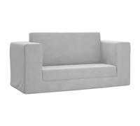 vidaXL Sofá Cama de Niños 2 Plazas, Sillón con Reposabrazos, Mini Sofá Infantil, Sofá Cama para Dormitorio Sala de Juegos, Felpa Suave Gris Claro