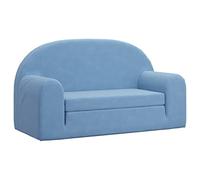 vidaXL Sofá Cama de Niños 2 Plazas, Sillón con Respaldo Reposabrazos, Mini Sofá Infantil, Sofá Cama para Dormitorio Sala de Juegos, Felpa Suave Azul