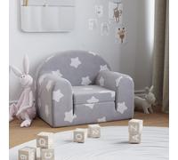 vidaXL Sofá cama de niños felpa suave gris claro con estrellas